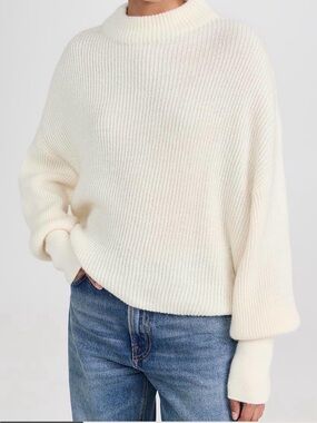Closed Cream Funnel Neck Ribbed Cropped Sweater Sz M